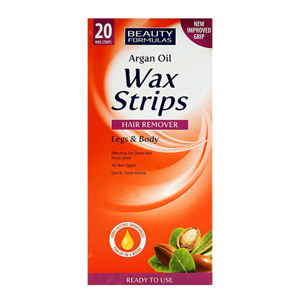 Beauty Formulas Argan Oil Wax Strips Hair Remover For Legs & Body 20 Wax Strips - Afro Hair Boutique