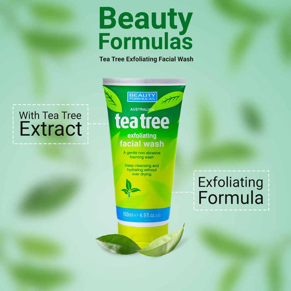 Beauty Formulas Australian Tea Tree Exfoliating Facial Wash 150ml - Afro Hair Boutique