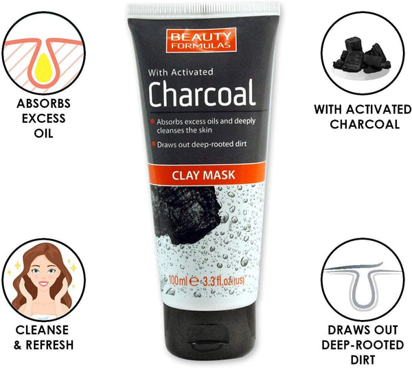 Beauty Formulas Charcoal Activated Clay Mask 100ml - Afro Hair Boutique