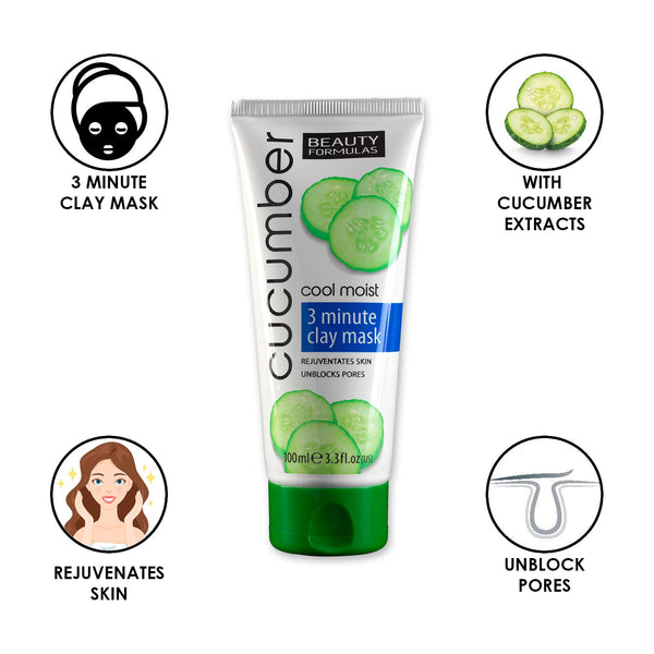 Beauty Formulas Cucumber Cool Moist 3 Min Clay Mask 100ml - Afro Hair Boutique