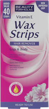 Beauty Formulas Hair Removal Wax Strips Legs And Body 40 Strips