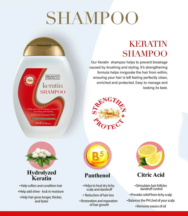 Beauty Formulas Keratin Shampoo 250ml