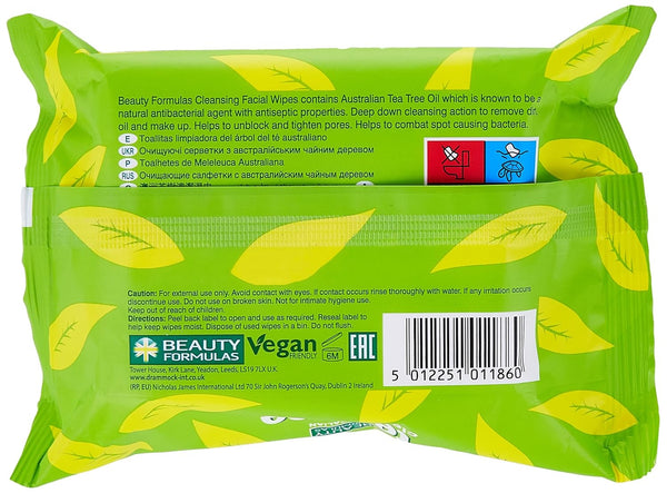 Beauty Formulas Tea Tree Cleansing Wipes 30 Wipes - Afro Hair Boutique