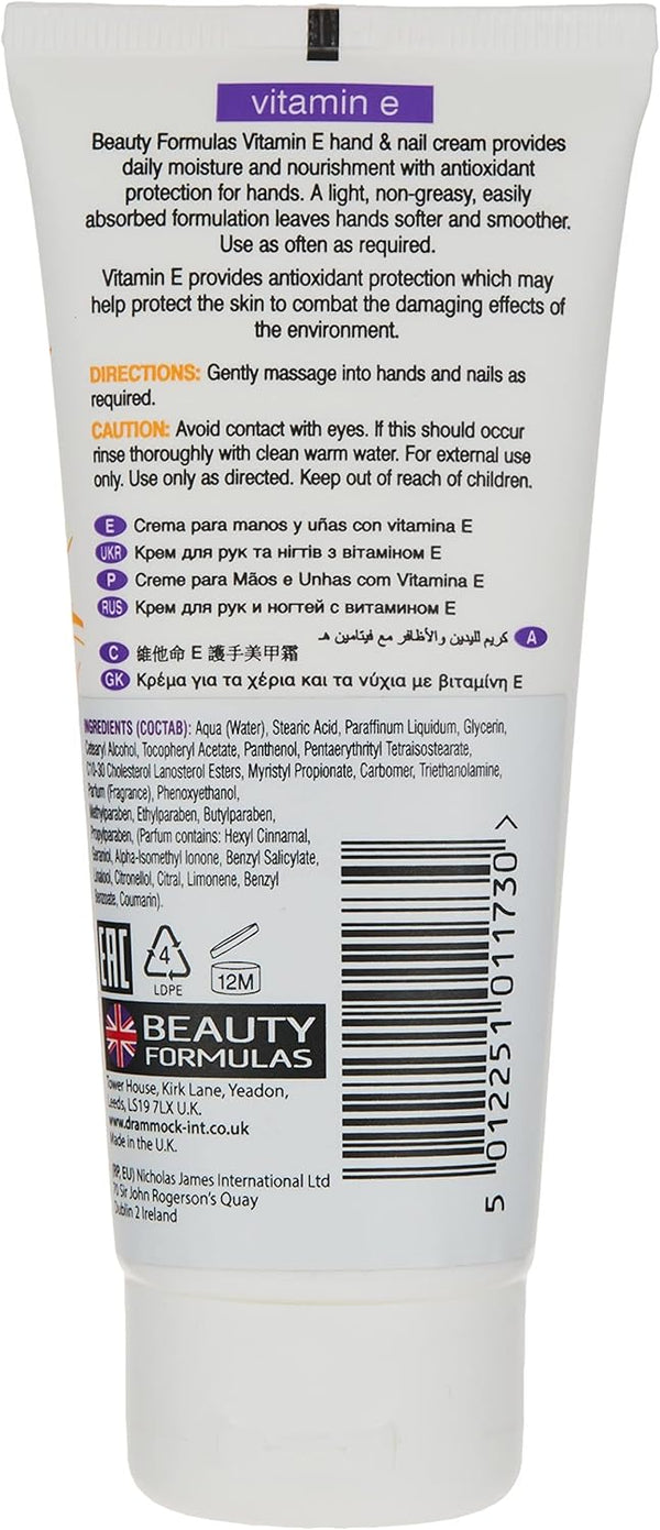 Beauty Formulas Vitamin E Hand And Nail Cream 100ml - Afro Hair Boutique