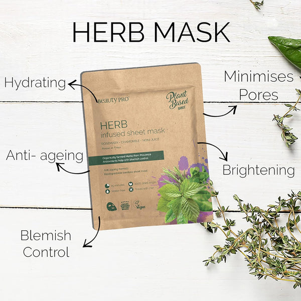 Beauty Pro Plant Based Range Herb Infused Sheet Mask 22ml