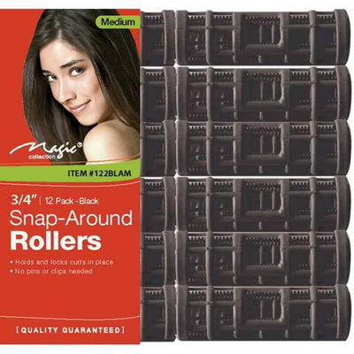 Bee Sales Magic Collection Snap Around Rollers Medium Black 122BLAM