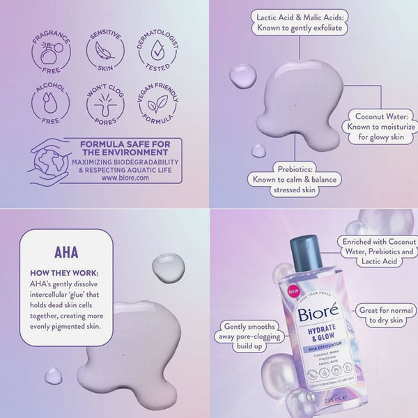 Biore  Hydrate And Glow AHA Exfoliator