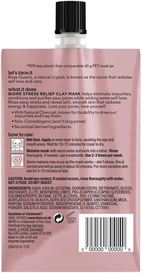 Biore  Rose Quartz Plus Charcoal Stress Relief Clay Mask