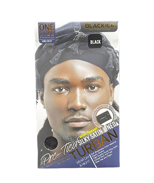 Bee Sales Blackice Professional Pre Tied Silky Satin Lined Turban