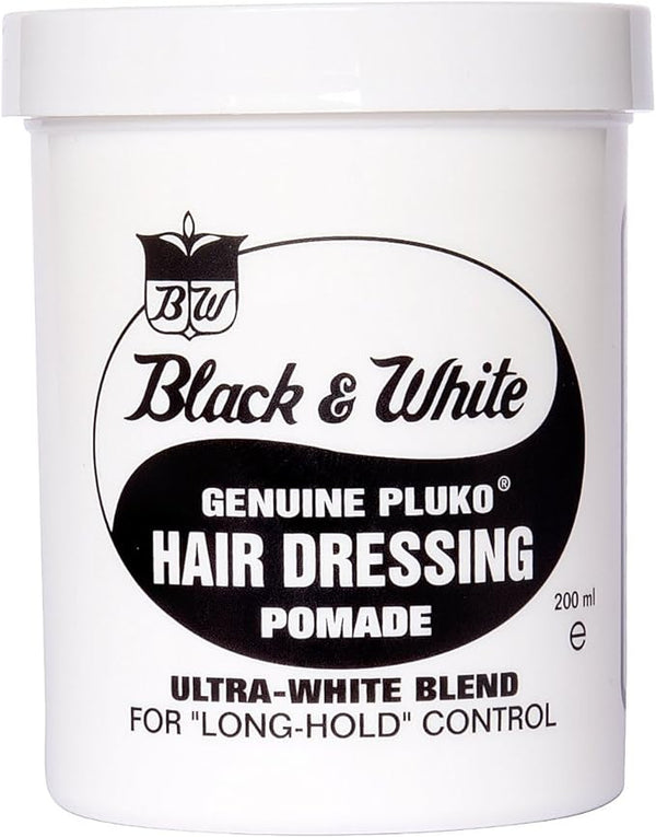 Black&White Hair Dressing Pomade for Long Hold Control Ultra White Blend 200ml - Afro Hair Boutique