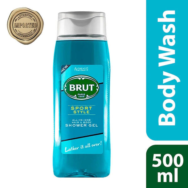 Brut Sport Style All In One Hair And Body Shower Gel 500ml - Afro Hair Boutique