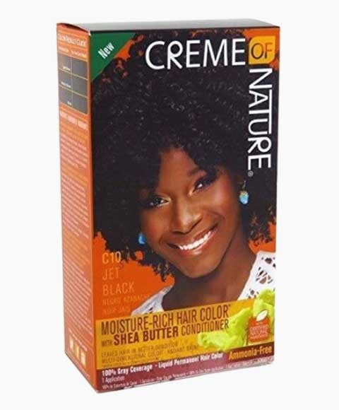 creme of nature Moisture Rich Hair Color With Shea Butter Conditioner C10 Jet Black