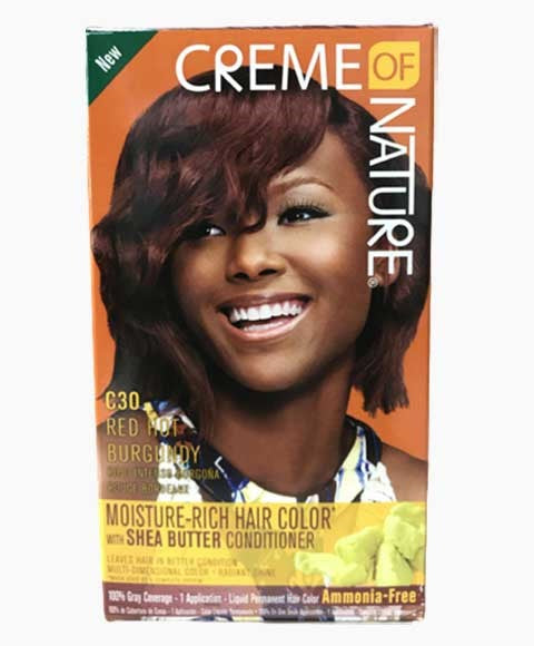 creme of nature Moisture Rich Hair Color With Shea Butter Conditioner C30 Red Hot Burgundy