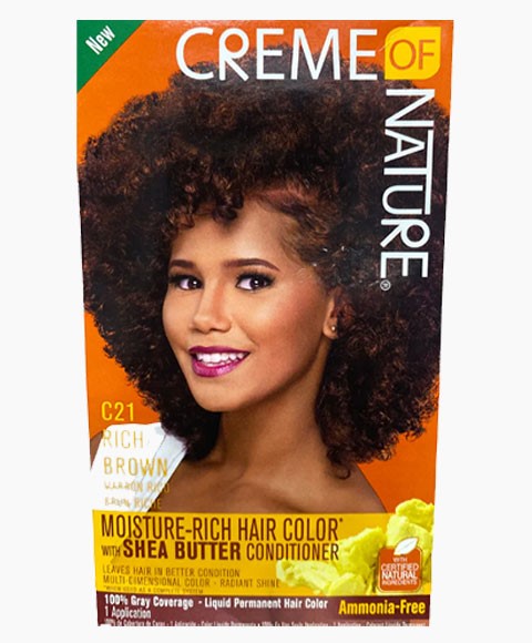 creme of nature Moisture Rich Hair Color With Shea Butter Conditioner C21 Rich Brown