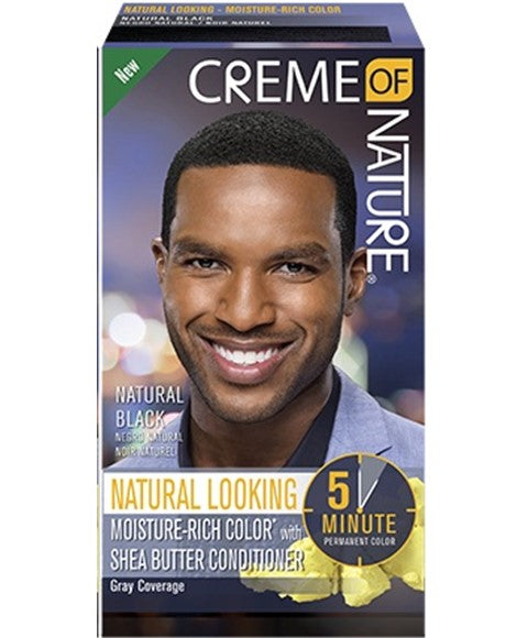 creme of nature Mens Moisture Rich Hair Color With Shea Butter Conditioner Natural Black