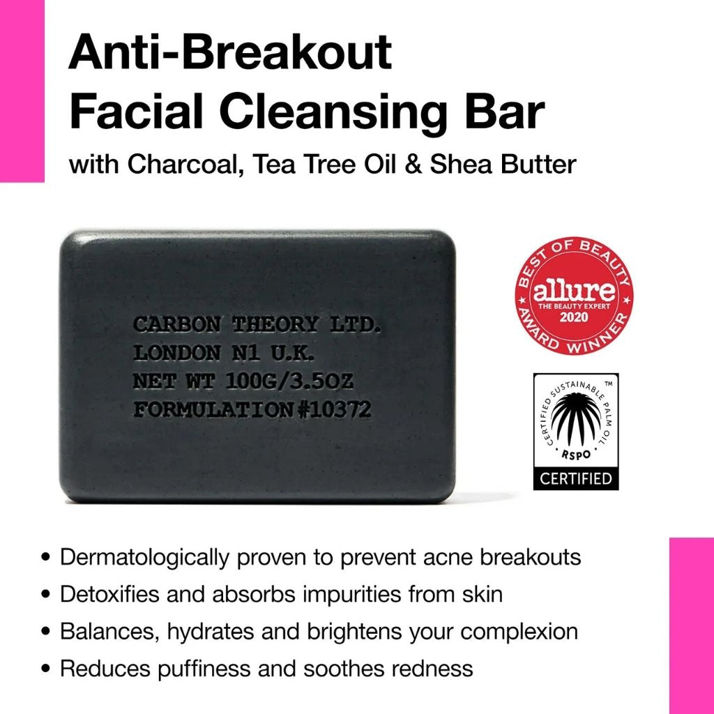 Carbon Theory  Charcoal And Tea Tree Oil Anti Breakout Facial Cleansing Bar