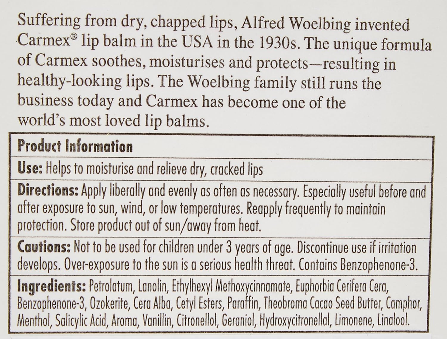 Carma Laboratories Carmex Moisturising Lip Balm Stick Classic 4.25g