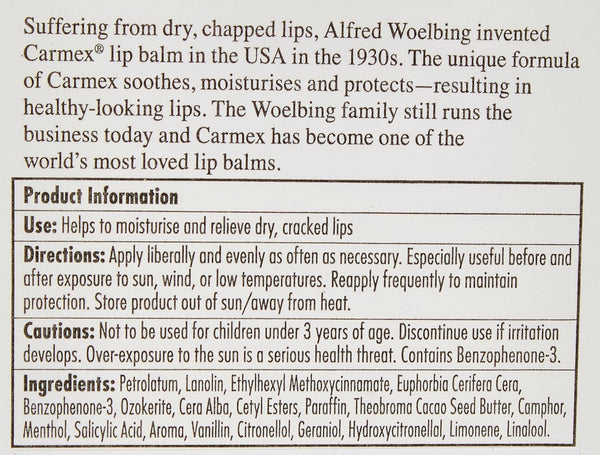 Carma Laboratories Carmex Moisturising Lip Balm Stick Classic 4.25g