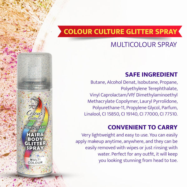 Colour Culture Temporary Multi Colour Hair And Body Glitter Spray 125ml - Afro Hair Boutique