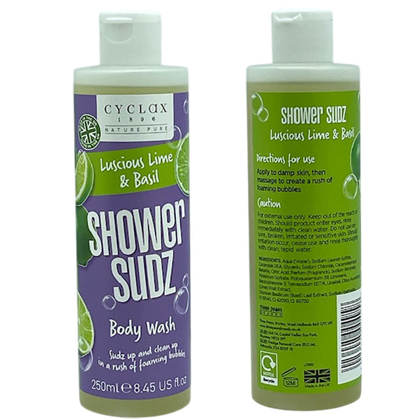 Three Pears Cyclax Luscious Lime And Basil Shower Sudz Body Wash