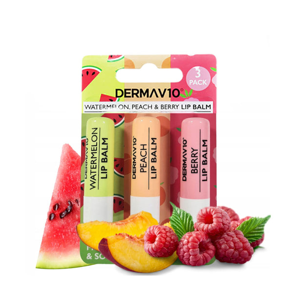 HealthPoint Derma V10 3 Pack Watermelon Peach And Berry Lip Balm