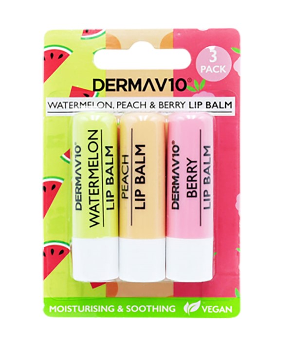 HealthPoint Derma V10 3 Pack Watermelon Peach And Berry Lip Balm