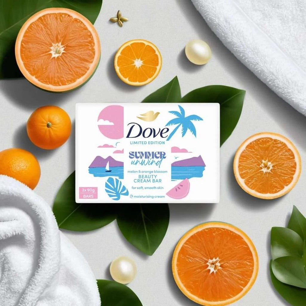 Dove  Summer Unwind Melon And Orange Blossom Beauty Cream Bar