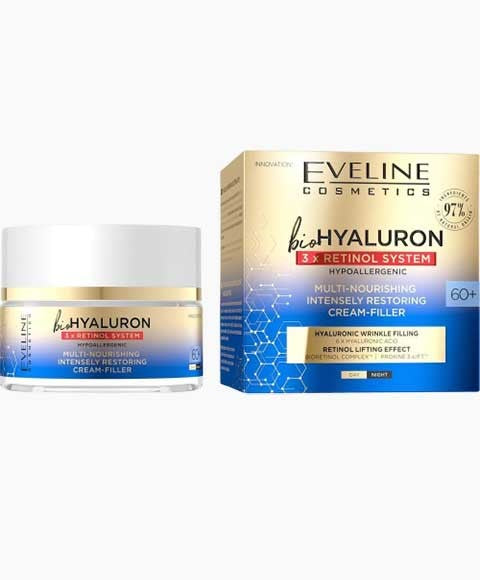 Eveline Bio Hyaluron 3Xretinol System Multi Nourishing Cream Filler 60 Plus