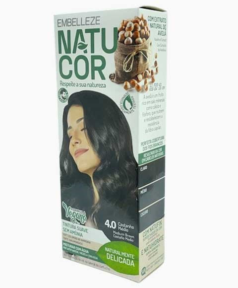 Embelleze Natucor Vegan Ammonia Free Permanent Color 4.0 Medium Brown