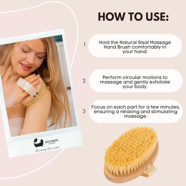 Eco Bath London  Natural Bristle Massage Hand Brush