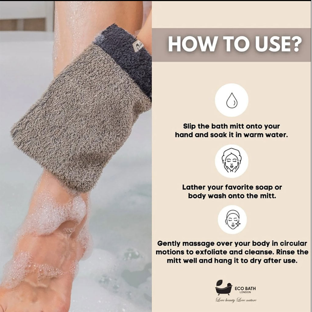 Eco Bath London  Sisal Hemp Bath Mitt Black