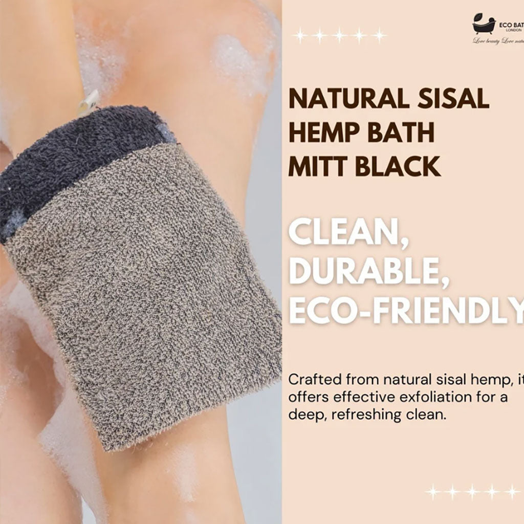 Eco Bath London  Sisal Hemp Bath Mitt Black