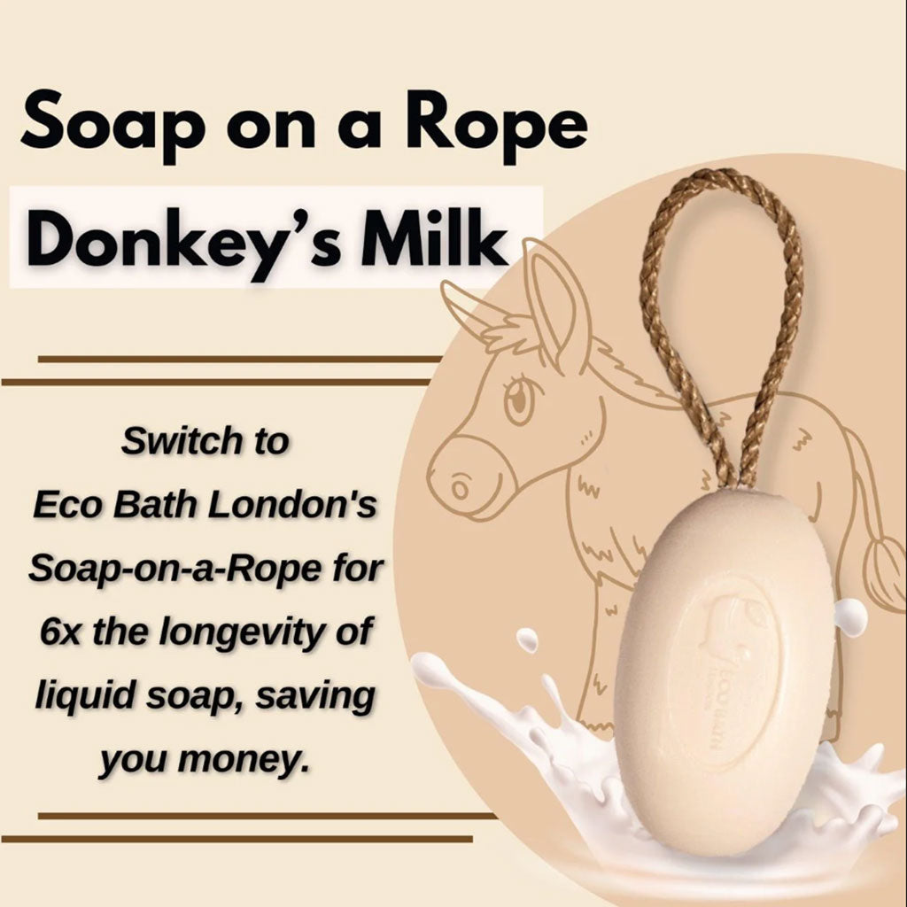 Eco Bath London  Soap On A Rope Donkeys Milk