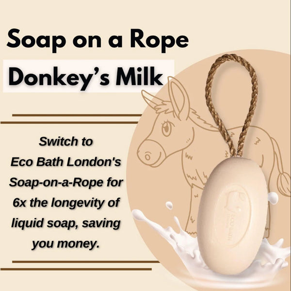 Eco Bath London  Soap On A Rope Donkeys Milk