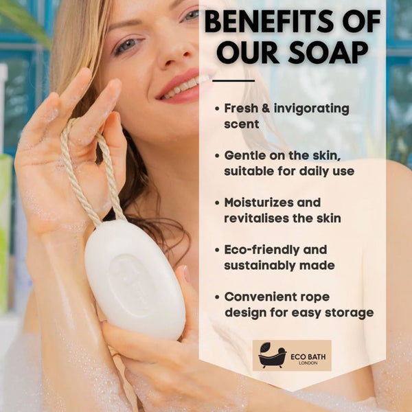 Eco Bath London  Soap On A Rope Donkeys Milk