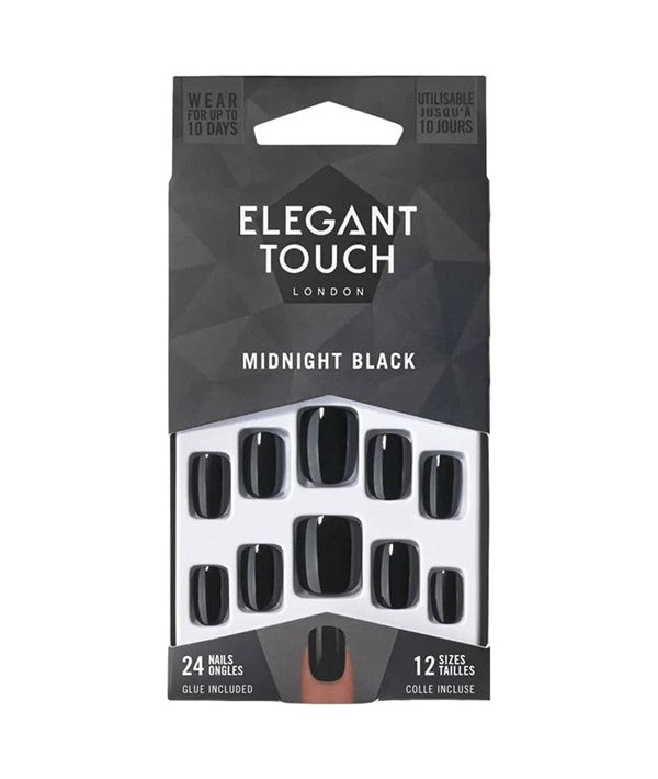 Elegant Touch  - Black Nail With Glue