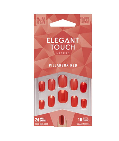 Elegant Touch Pillarbox Red Nail With Glue 24 Nails