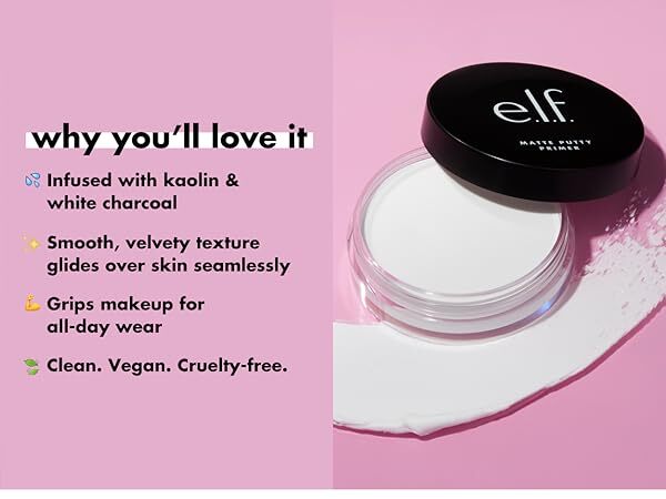 Elf  Matte Putty Primer With Kaolin And White Charcoal