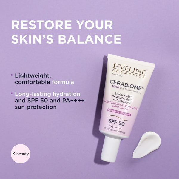 Eveline  Cerabiome Moisturizing Protective Light Cream SPF50