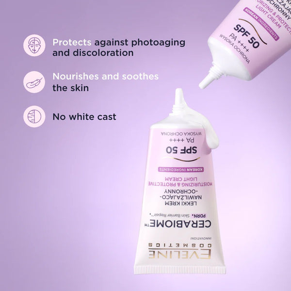 Eveline  Cerabiome Moisturizing Protective Light Cream SPF50
