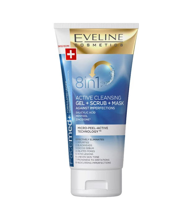 Eveline  Facemed 8 In 1 Active Cleansing Gel Scrub Mask