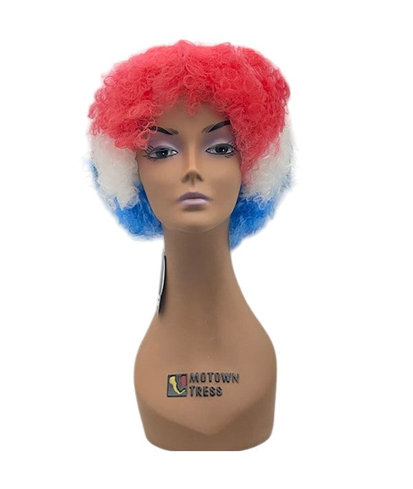 Hairaisers  Halloween Costume Party Afro Wig 388A Red White Blue