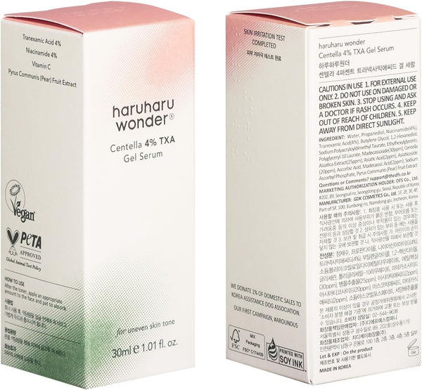 Haruharu Wonder  Centella 4 Percent TXA Gel Serum