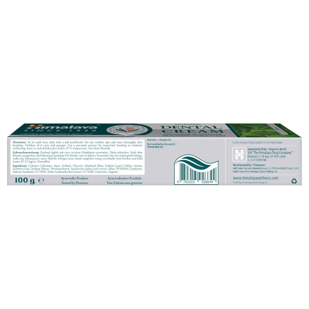Himalaya  Ayurvedic Dental Cream Toothpaste With Neem