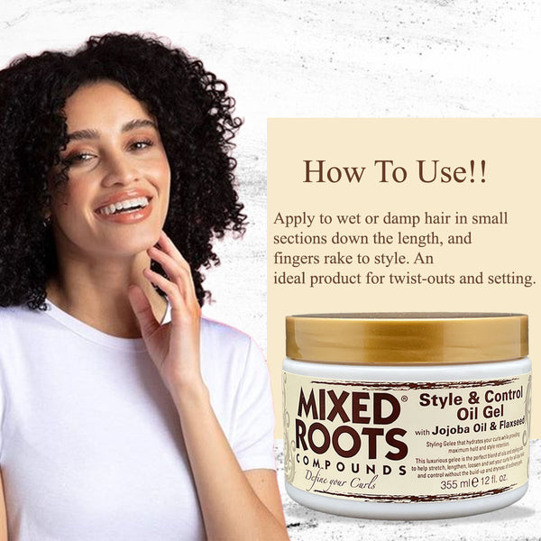Mixed Roots Compounds Style & Control Oil Gel 355ml With Jojoba And Flaxseed - Afro Hair Boutique