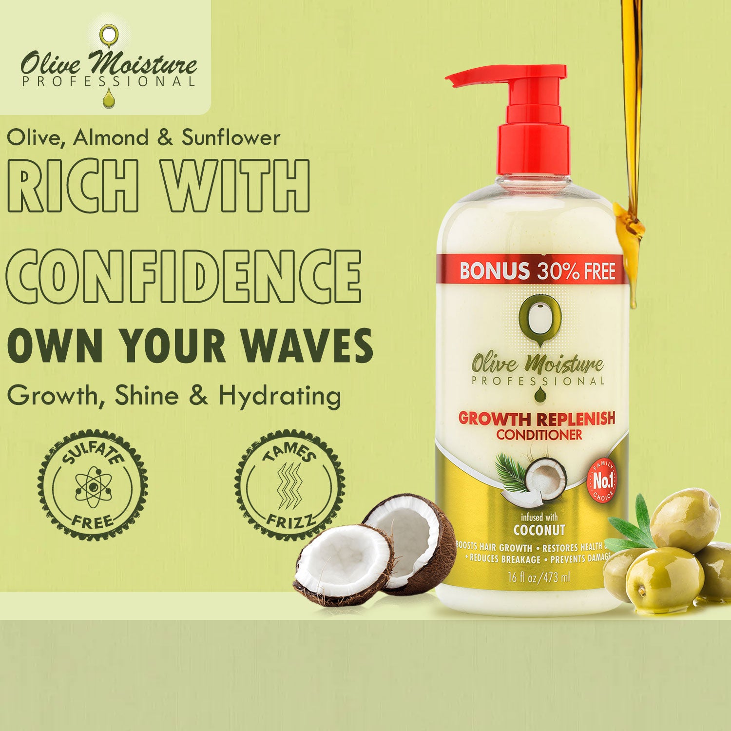 Olive Moisture Professional Growth Replenish Conditioner - 473ml