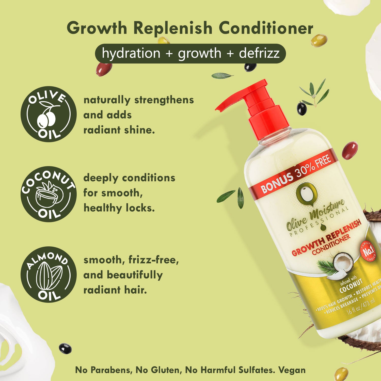 Olive Moisture Professional Growth Replenish Conditioner - 473ml
