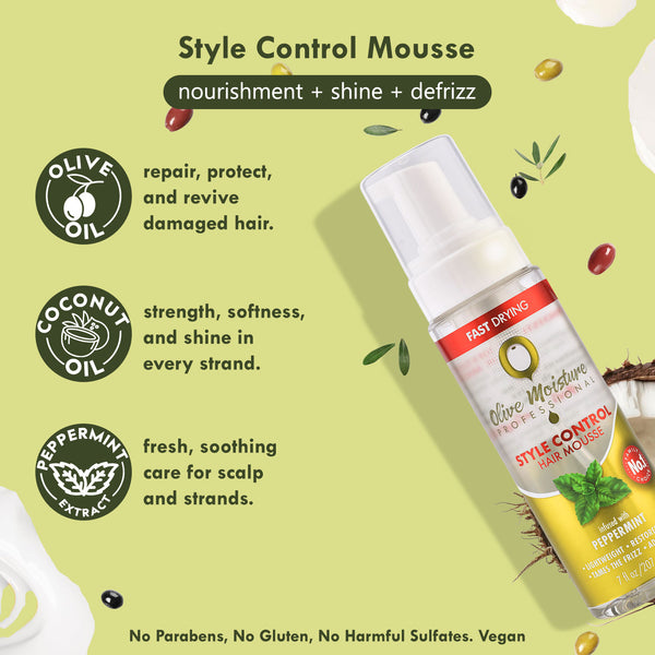 Olive Moisture Professional Style Control Hair Mousse 500ml / 207ml