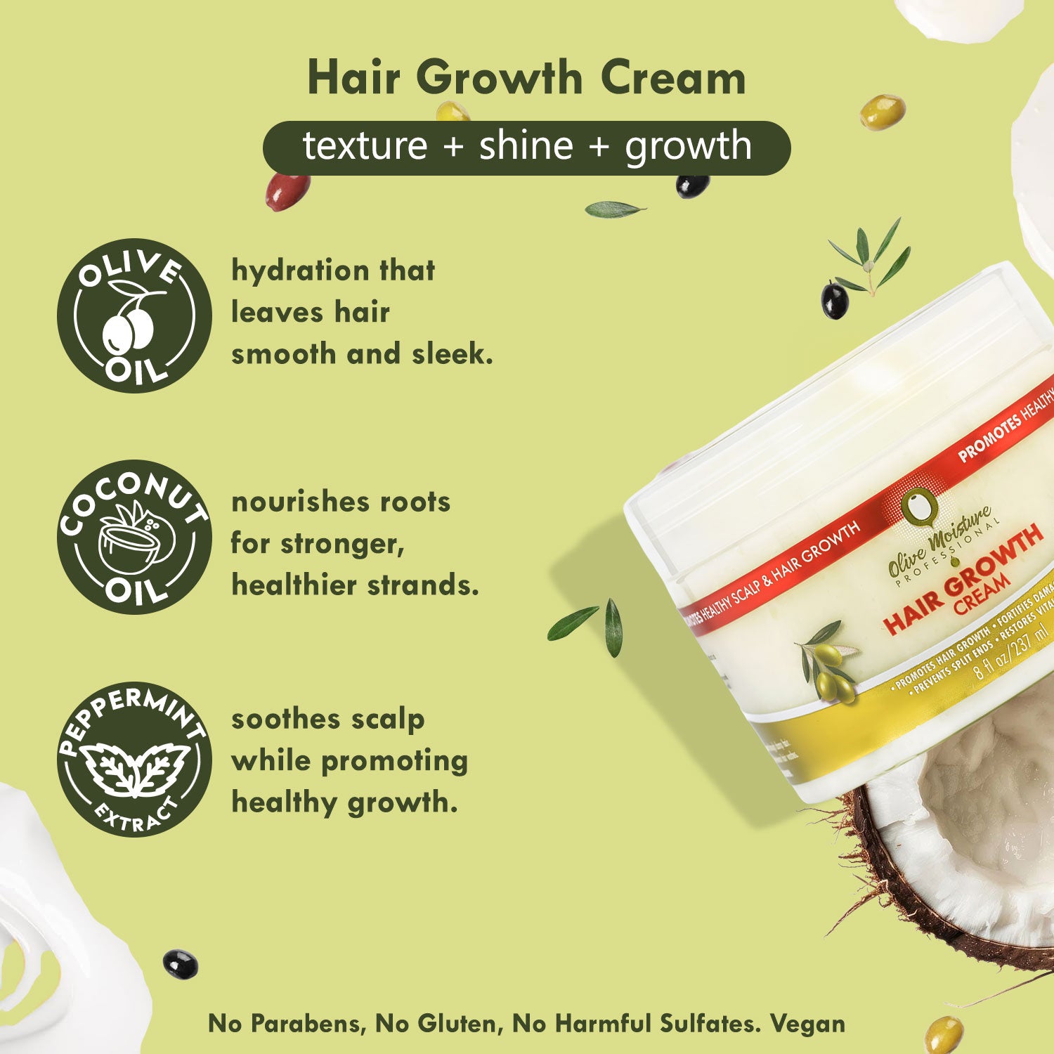 Olive Moisture Professional Hair Growth Cream - 237ml