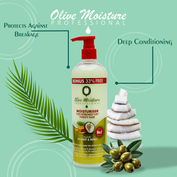 Olive Moisture Professional Moisturiser For Extremely Dry, Thirsty Hair - 473ml - Afro Hair Boutique